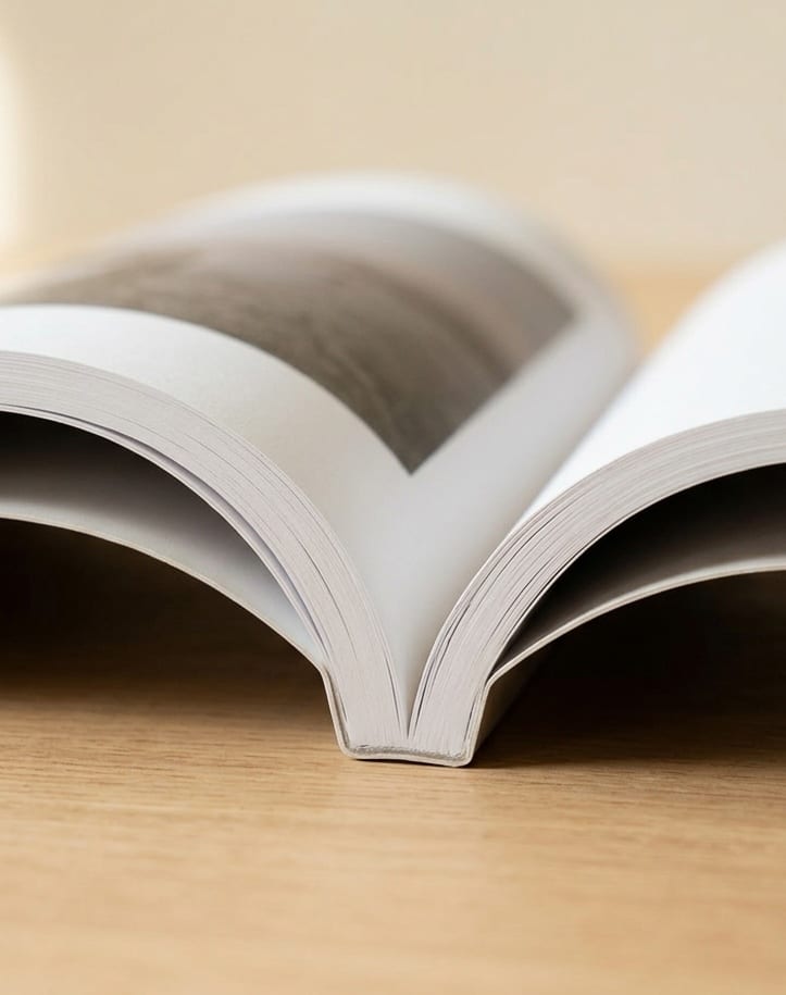 Three photo books side by side showing hardcover, softcover, and layflat formats