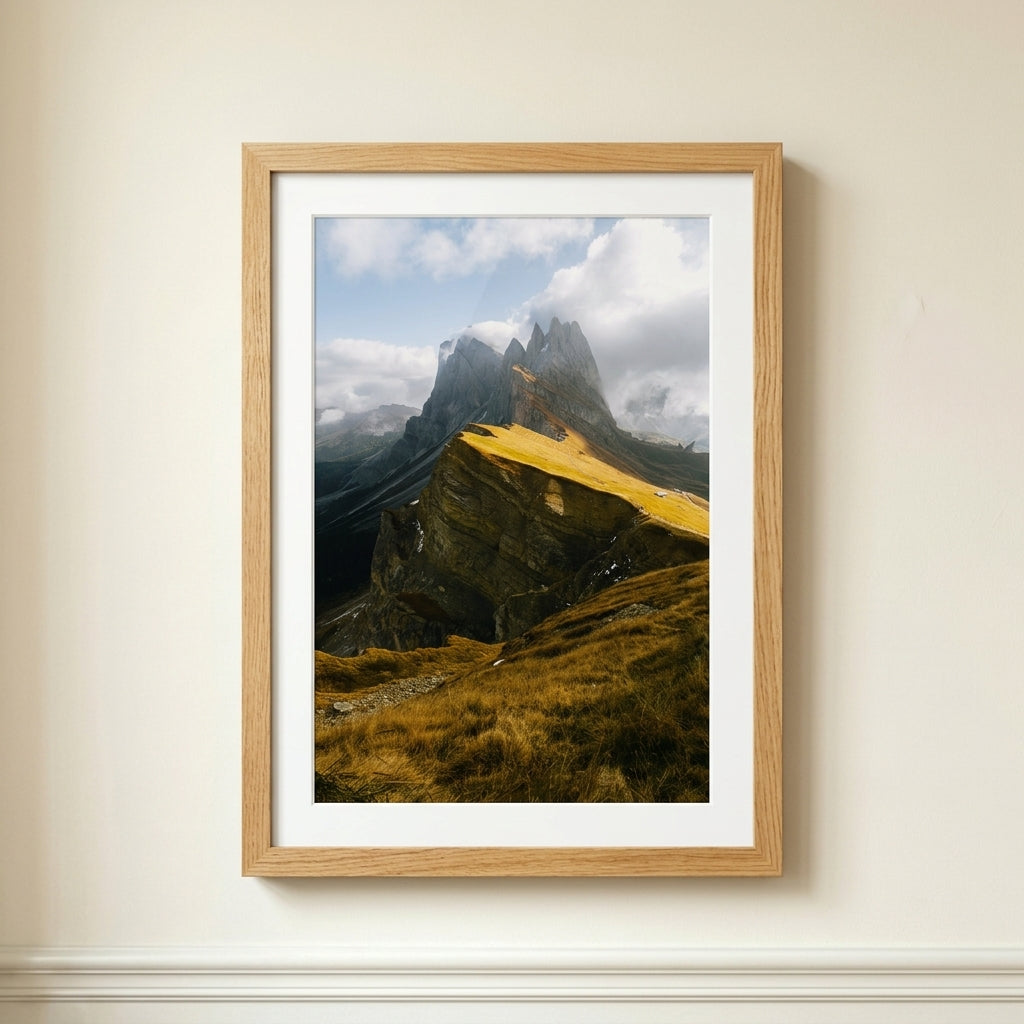 Edition Framed Print in large size, natural wood frame
