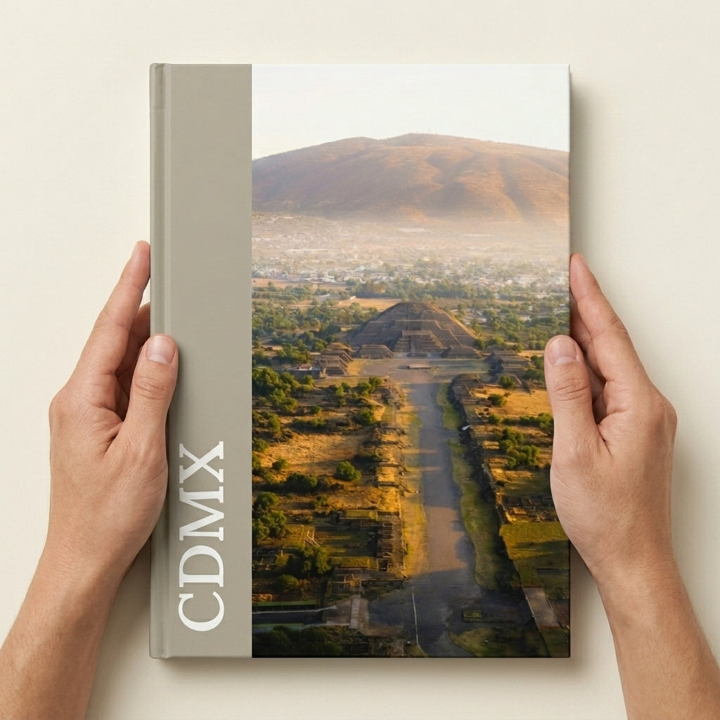 Layflat Edition photo book in A4 portrait held in hands to show physical size