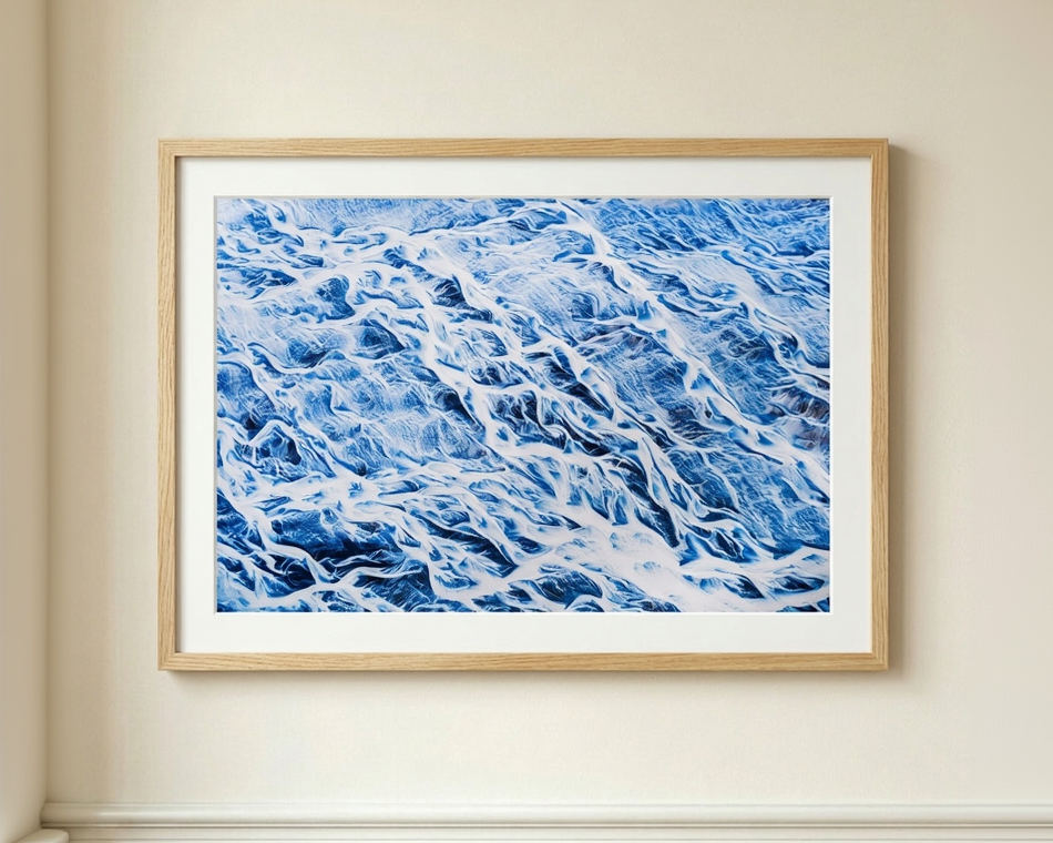 Edition Framed Print of Icelandic glacial river