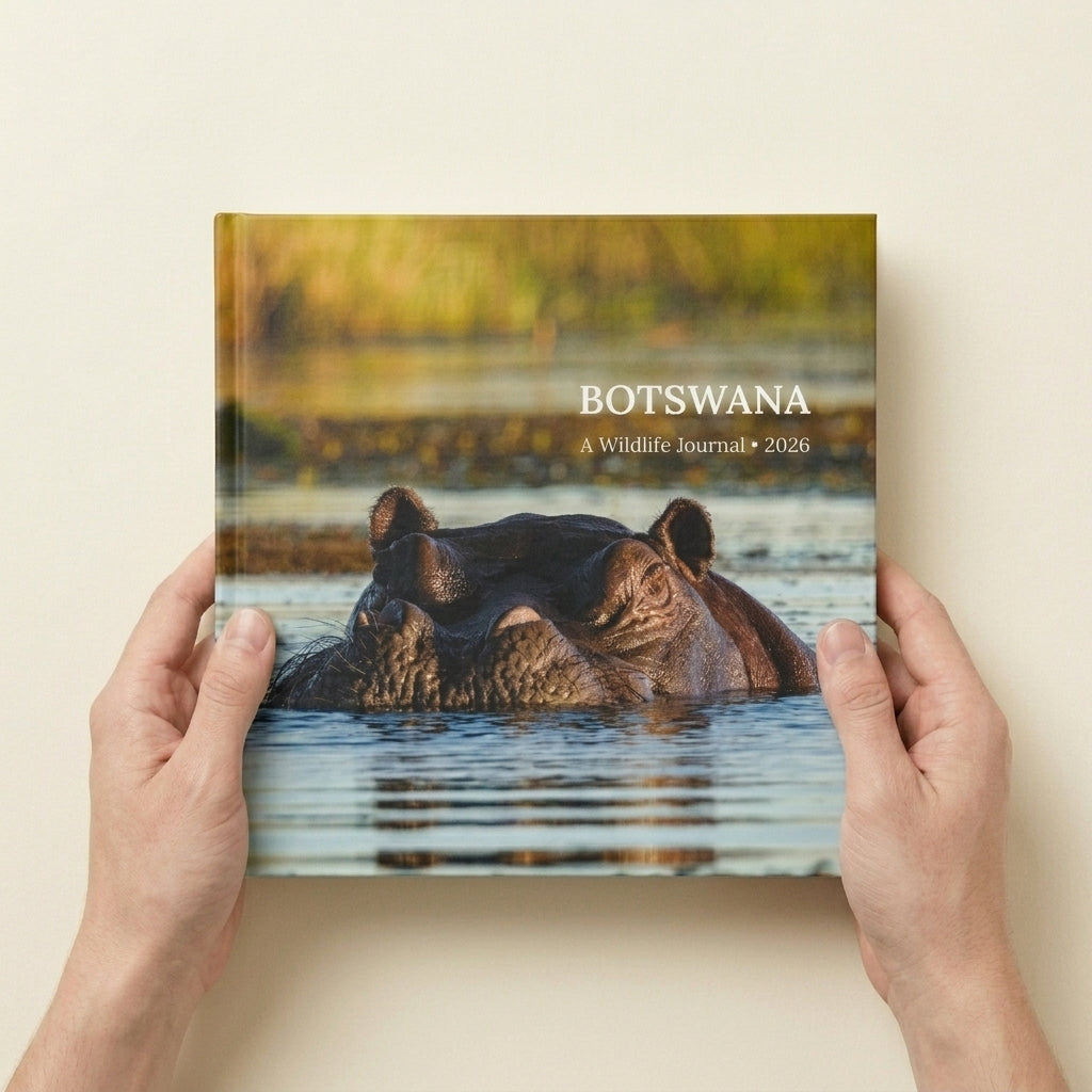 Premium Hardcover photo book in 8-inch square held in hands to show physical size