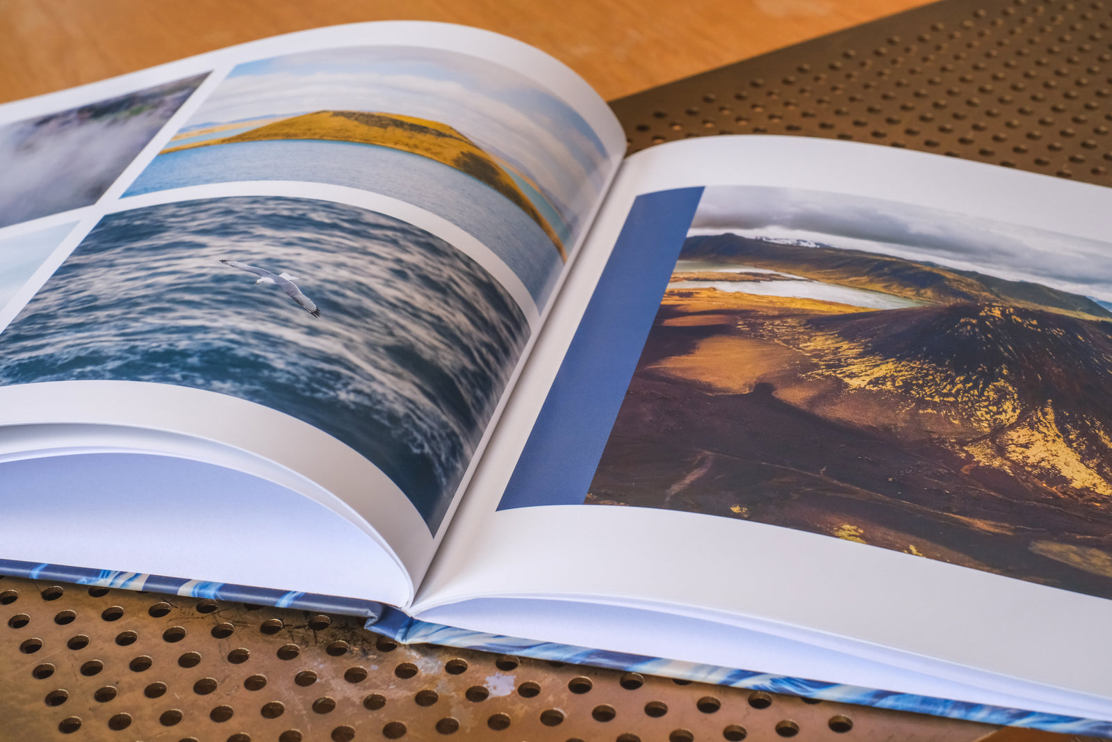 Open premium hardcover spread